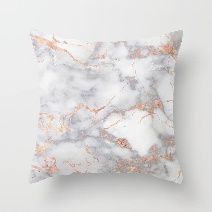 Marble Texture Nordic Style Peach Leather Velvet Pillow Case Pillow Core Modern Simple Car Cushion Premium Durable