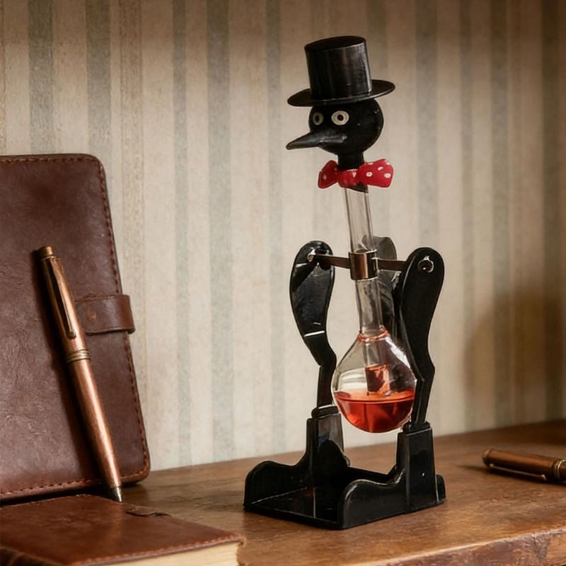 Ornement d'oiseau à mouvement perpétuel, canard en verre liquide permanent sans arrêt, jouet pour décoration de bureau à domicile