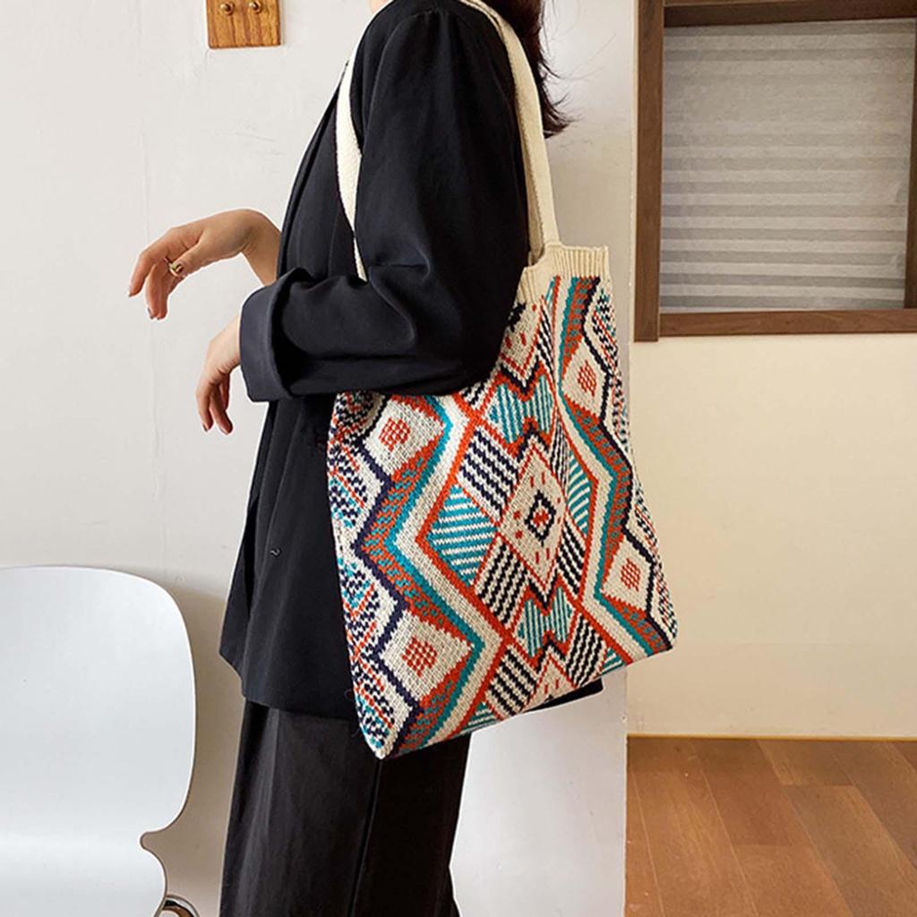 Knitted Shoulder Bag Wallet Travel Tote Money Hobo Bags , Apricot, As Described