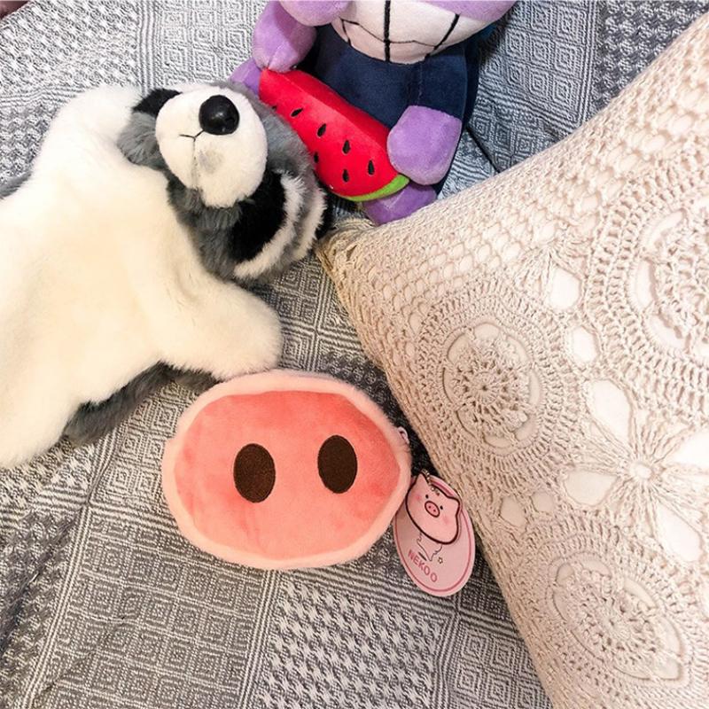 Cartoon Kawaii Mini Pig Nose Wallet Cute Lovely Pig Butt Plush Coin Purse Women Bag Pendant Keychain Accessories