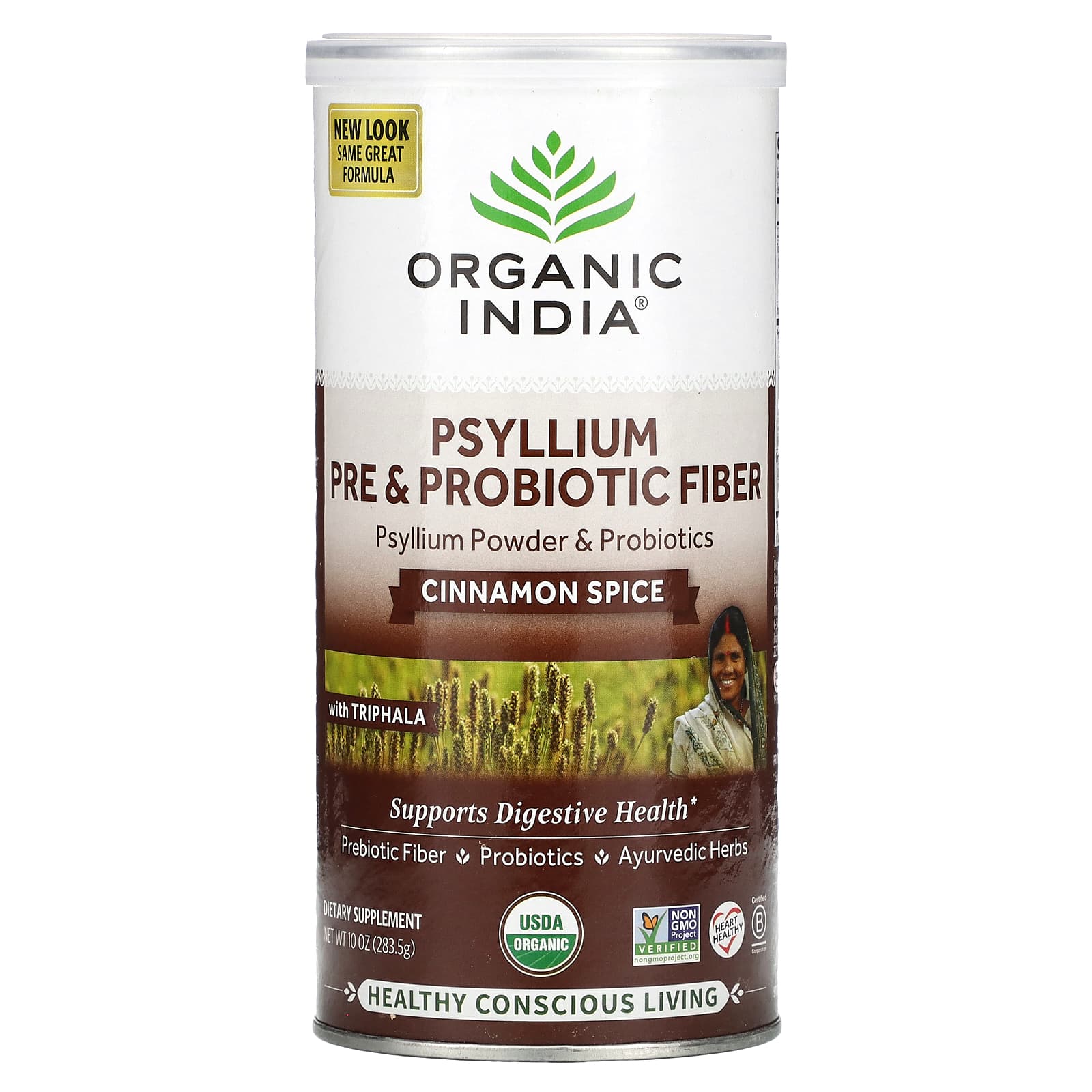 

Psyllium Husk Prebiotic & Probiotic Dietary Fiber, Cinnamon Spice, 283.5G(10Oz)