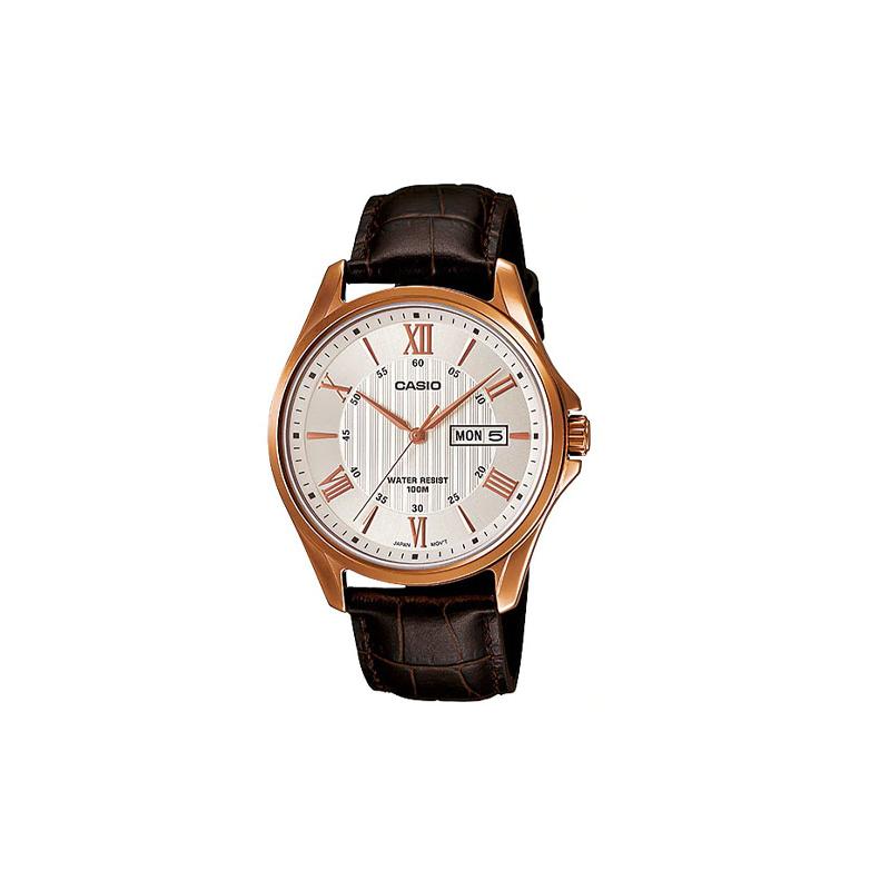 Casio STANDARD Series Business Casual Classic Pointer Roman Scale Date Day Display Waterproof Quartz Movement Leather Strap Japanese and MTP-1384L-7A белый