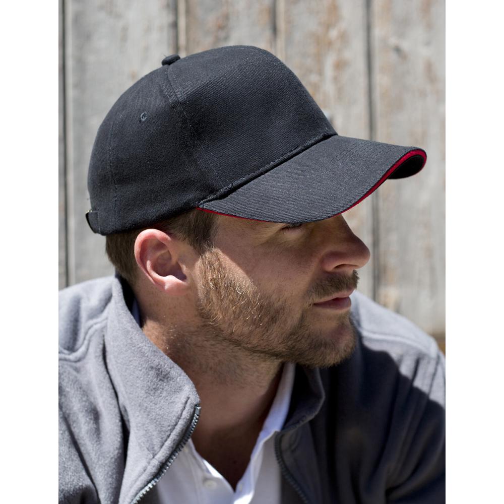 Result Unisex Low Profile Heavy Brushed Cotton Baseball Cap With Sandwich Peak