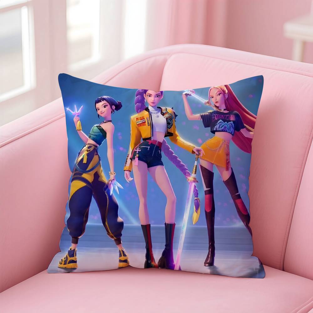 

KPopS D-Demon H-Hunters Pillow Case Pattern Printed Pillowcase for Living Room Sofa Cushion Cover & Bedroom Decor 12x12Inch