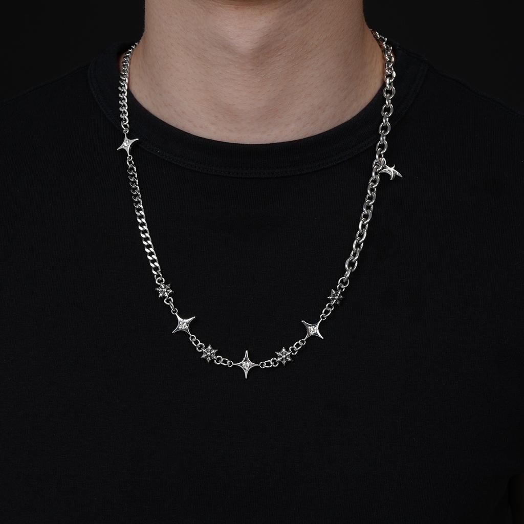Zircon Star Men's Necklace, Niche Minimalist Design Jewelry, Women's Fashionable Versatile Light Luxury High-end Accessory