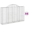 VidaXL Paniers à gabions arqués 8 pcs 200x30x120/140 cm Fer galvanisé, gabion, cage de gabion, panier de mur de gabion, mur 3146137