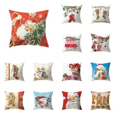 Niedliche Weihnachtsmann Weihnachtsdekoration Gedrucktes Muster Kissenbezug Zuhause Wohnzimmer Sofa Dekokissen Kissenbezug