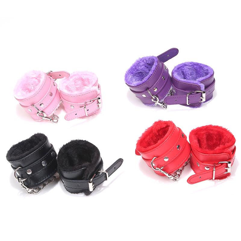 Adult sex toys PU leather plush handcuffs binding and binding handcuffs SM sex toys 18+