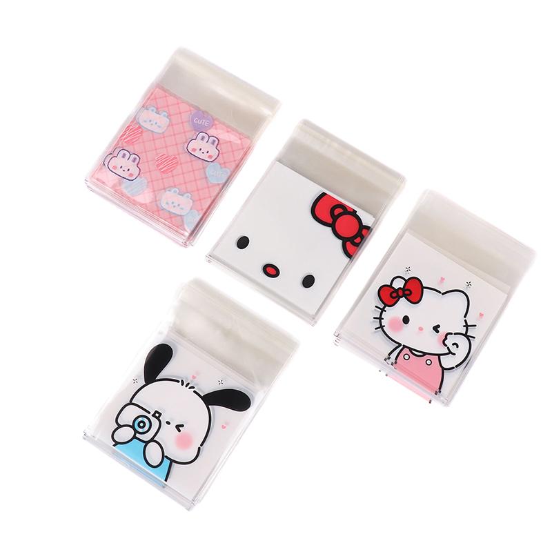 100Pcs Cute Cartoon Printed Opp Clear Packaging Bags Candy Bag Self-Adhesion Storage Bag Diy Gift Pastry Sealable Bag