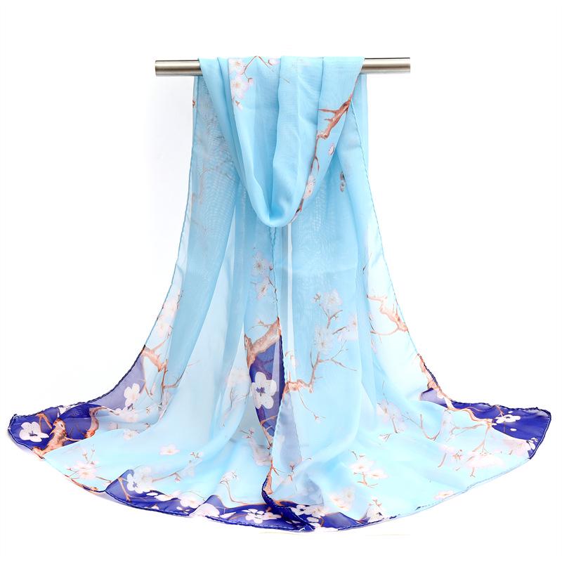 Zonbeschermende Zijde Chiffon Sjaal - Lente/Herfst Bedrukte Strandlaken Nek Sjaal Cadeau