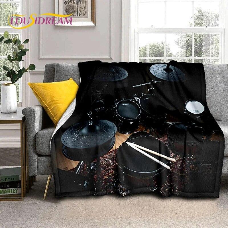 Drum Kit Music Instruments Drum Set Blanket,Soft Throw Blanket for Home Bedroom Bed Sofa Picnic Travel Office Cover Blanket Kid
