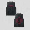 Tour Graphic Washed Vest Neck Short Sleeve Trendy Fan Casual 100% Cotton Clothing Y2K  Loose Shirt