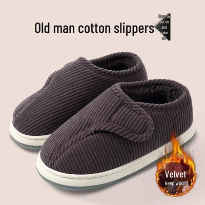 Winter Plüsch Rutschfeste Baumwollpantoffeln für ältere Menschen - Warm, dicksohlig, Wrap-Heel-Design für Männer und Frauen