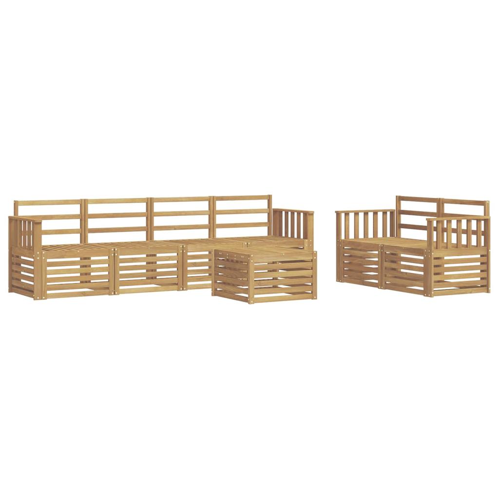 Outdoor Sofa Set 7 Pcs White Solid Acacia Wood