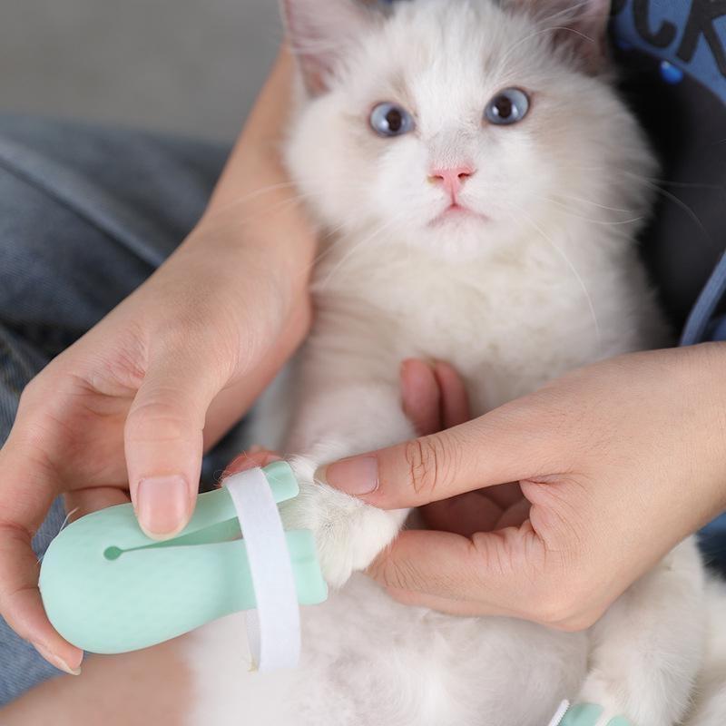 Pantofi Ajustabili din Silicon Rezistent la Zgârieturi pentru Picioare de Pisică pentru Băi, Medicamente Injectabile, Protector Manșon Anti-Zgârieturi, Instrument de Frumusețe pentru Animale de Companie din Silicon