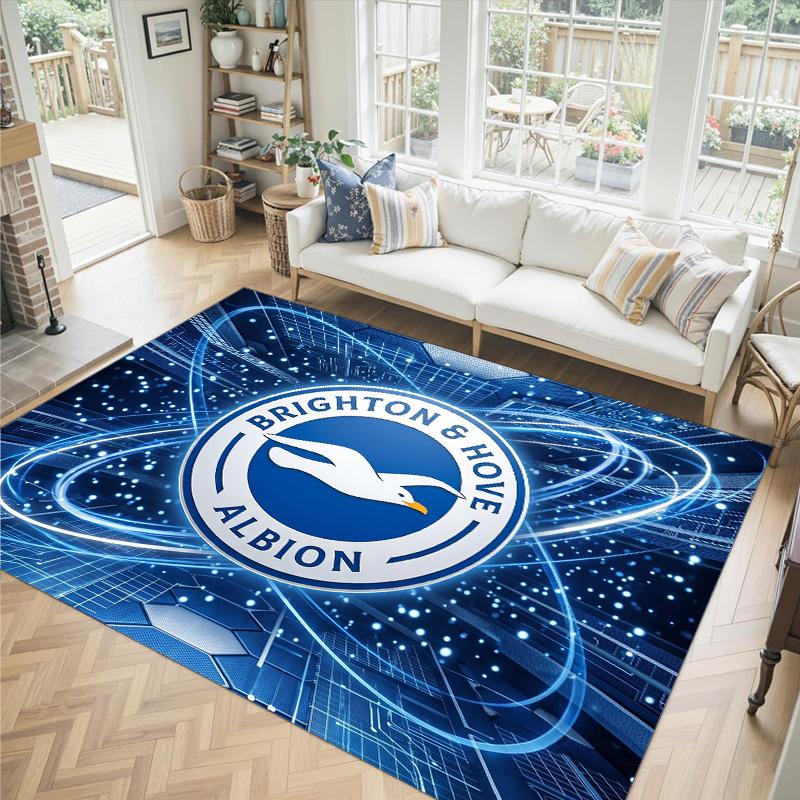Brighton & Hove Albion Football Design Crystal Velvet Carpet Cozy Non?Slip Printed Rug For Bedroom Living Room Entrance