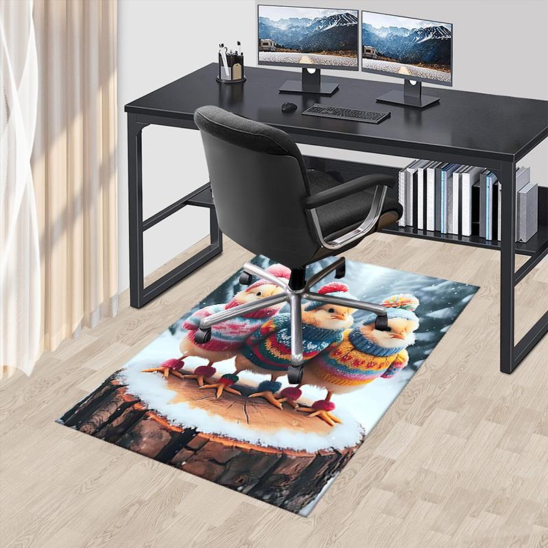 

1pc Anime Chickens Chair Mat - Winter Wonderland Design, Anti-Slip Office Rug for Home Decor, Suitable for All Seasons, Perfect Gift for Anime Lovers 60cm by 90cm