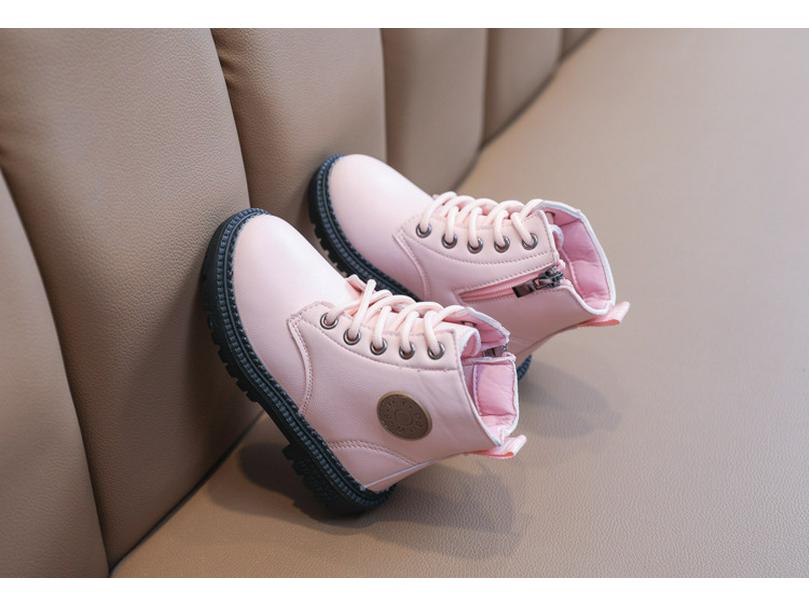 2024 Autumn/Winter Waterproof Cotton Martin Boots - Soft Sole Leather Ankle Boots for Boys & Girls, British Style