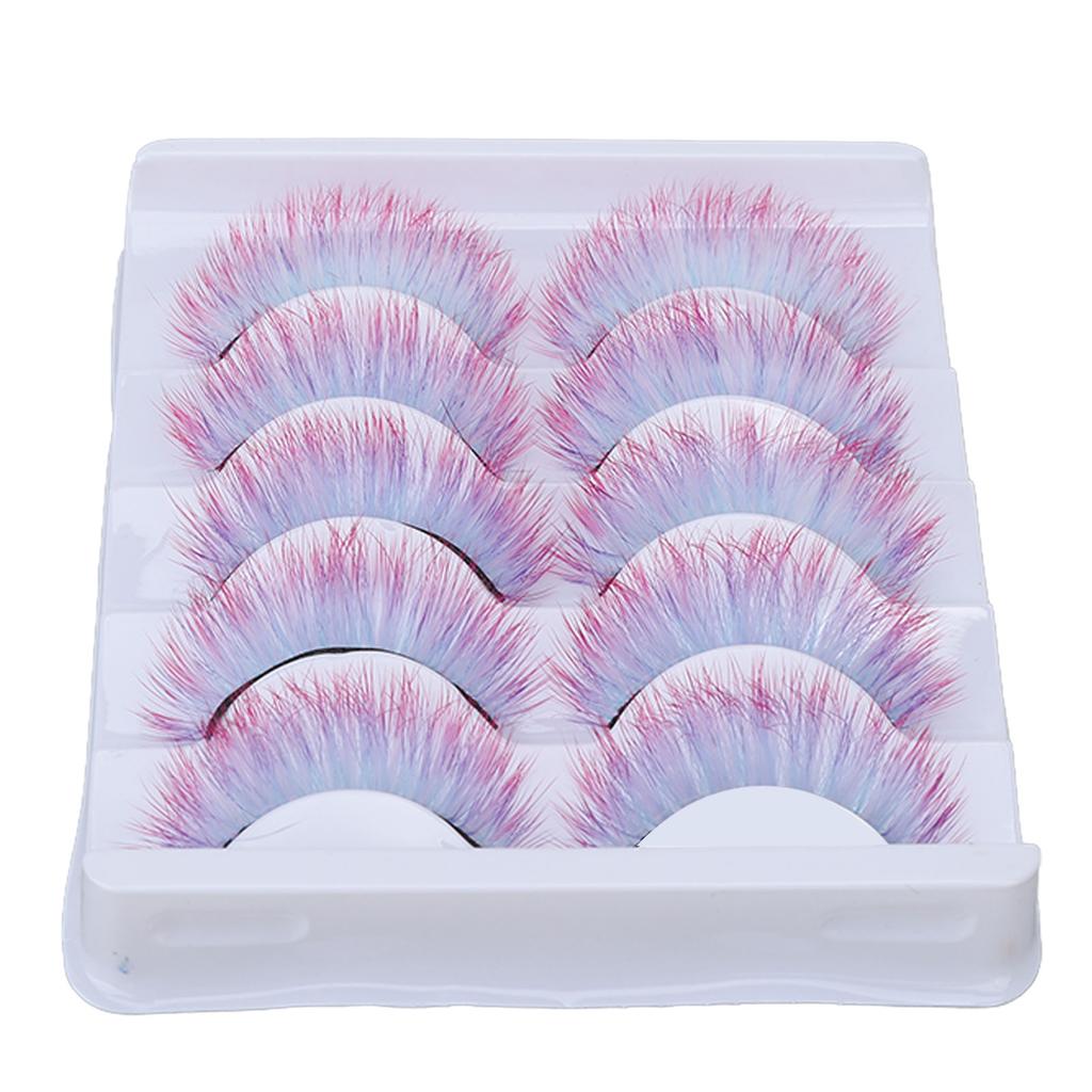 5pcs Colorful Eyelashes Dramatic Gradient Color False Eyelashes   3D  Ing Fake Eyelashes