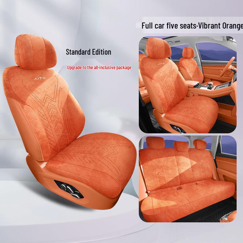 AITO M5/M7/M8/M9 Car Seat Covers with Suede, Ventilated, Breathable Saddle Pad, Half-Wrap Cushion