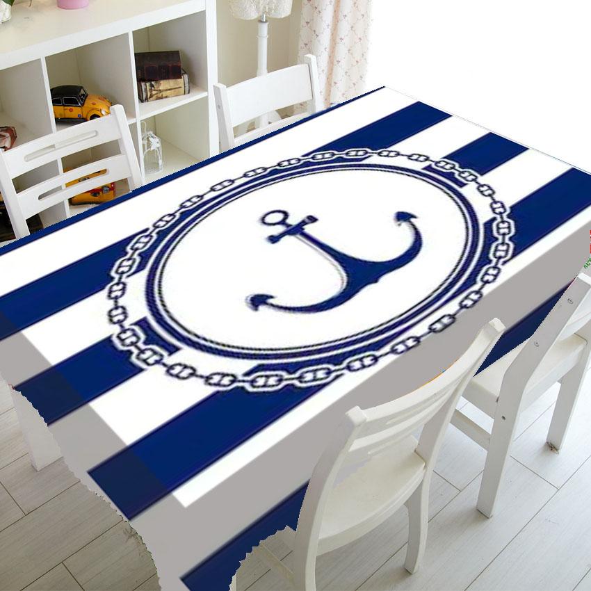 Strisce Blu e Bianche Decorazione di Lusso Cucina Matrimonio Tovaglia Tavolino da Caffè Tovaglia Impermeabile Nappe De Table