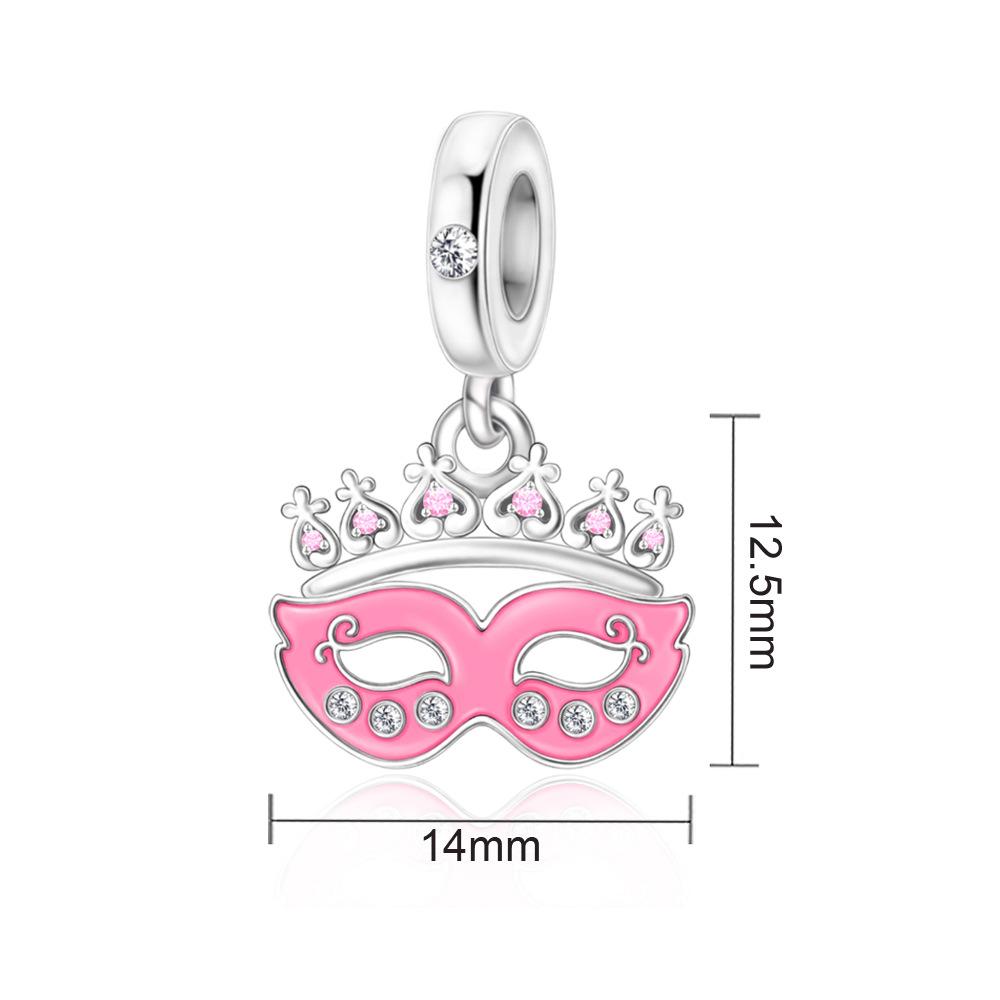 S925 Silver Masked Ball Crown Shaped Beaded Pendant Bracelet Necklace DIY Jewelry Accessories Loose Beads Kit