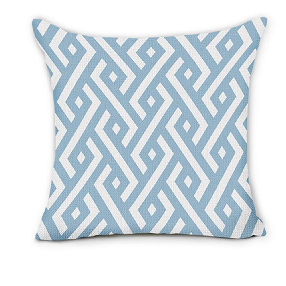 Lake Blue White Geometric Linen Pillowcase Sofa Cushion Cover Home Decoration Can Be For You 40X40 45X45 50X50 60X60
