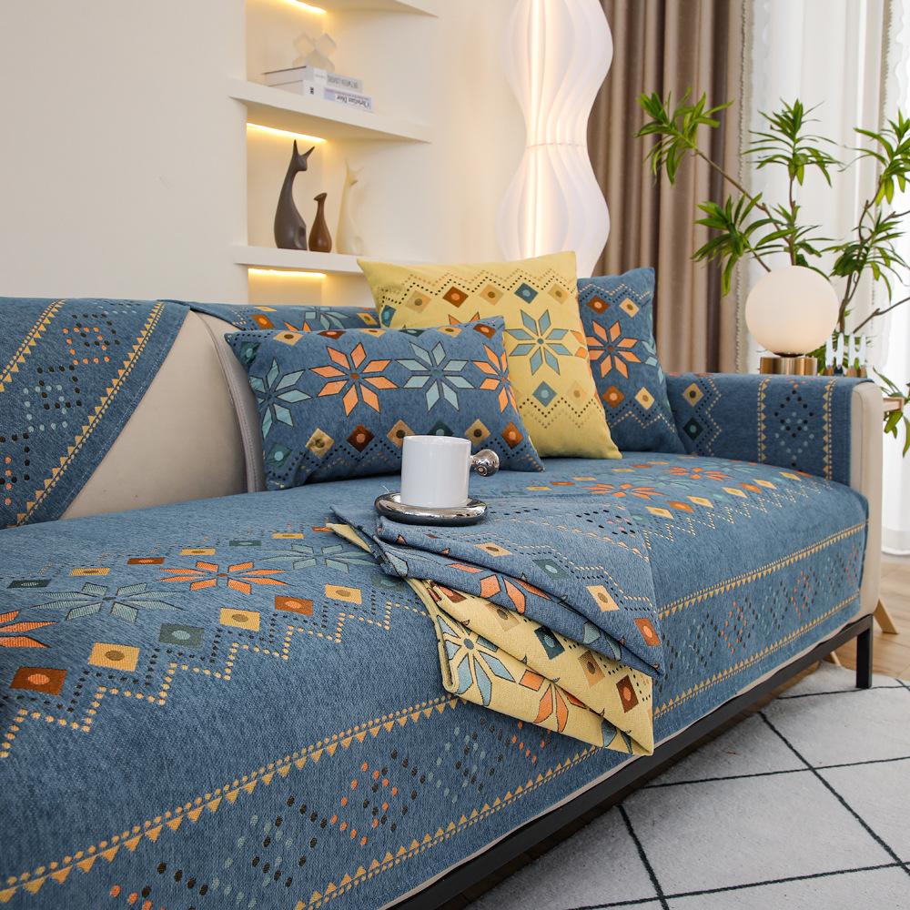 Chenille Sofa Cushion Four Seasons Universal Simple Modern Cover Cloth Sofa Cover Light Luxury High-End Cushion Towel Leather Summer