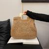 Elegant Female Square Shopper Totes Summer High-quality Straw Bag Women's Designer Large Capacity Handbag Woven Travel Beach Bag