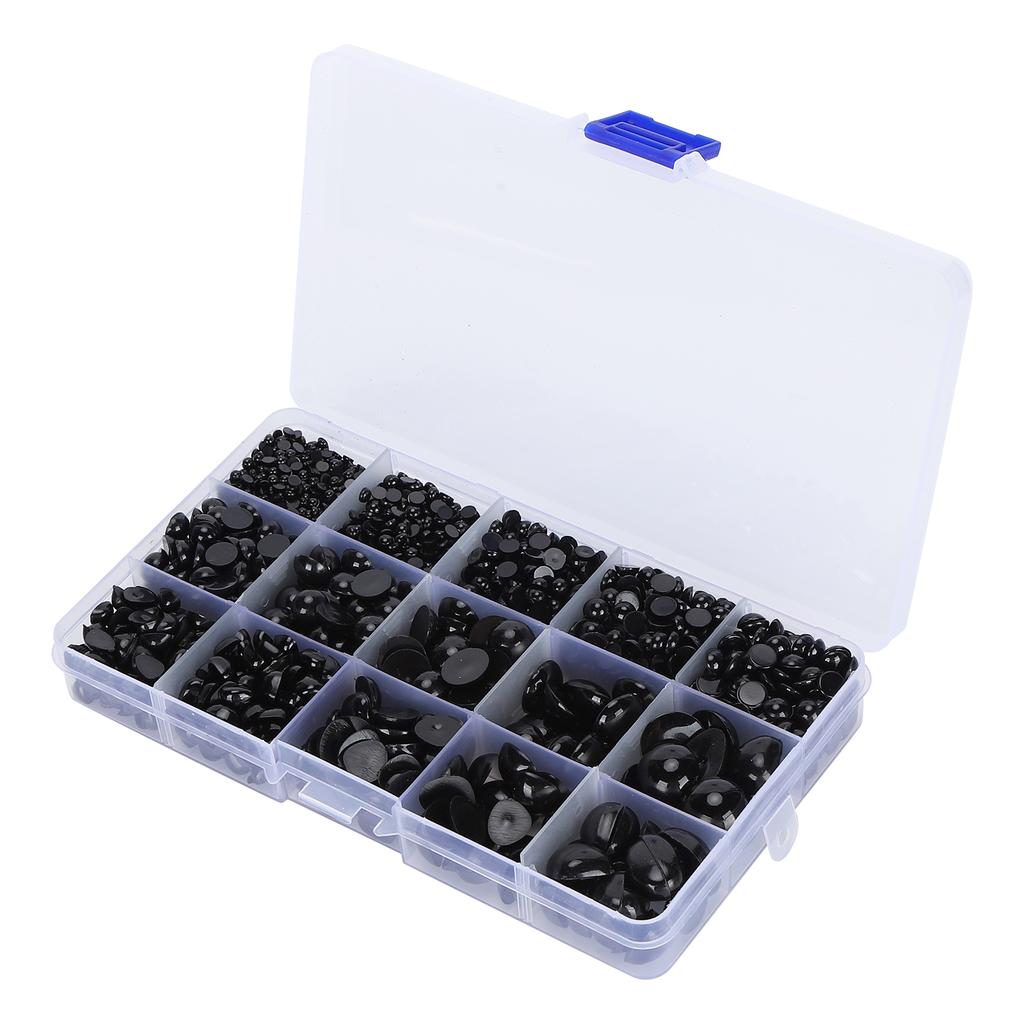 2575Pcs Plastic Eyes and Noses Pack Safety DIY Craft Kit Set with A Storage Box for Toy DollBlack