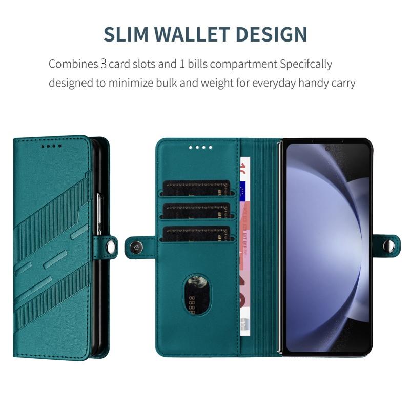 Thin Suede Flip Stand Leather Phone Case for Samsung Galaxy Z Fold 7 5G 6 5 4 3 Fold7 Fold6 Fold5 Fold4 Wallet Card Cover Coque