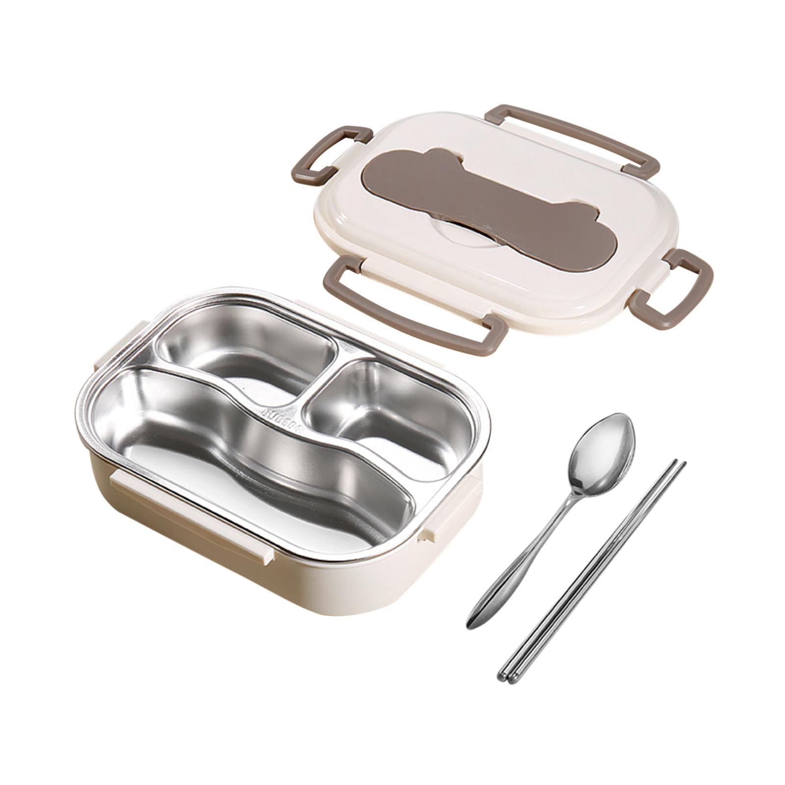 Stainless Steel Bento Box, Compartment Lunch Box For Students, Bento Lunch Box, Microwave Safe Lunch Box, Food Container With Lunch Bag And Cutlery [coffee color] 3 compartments#0