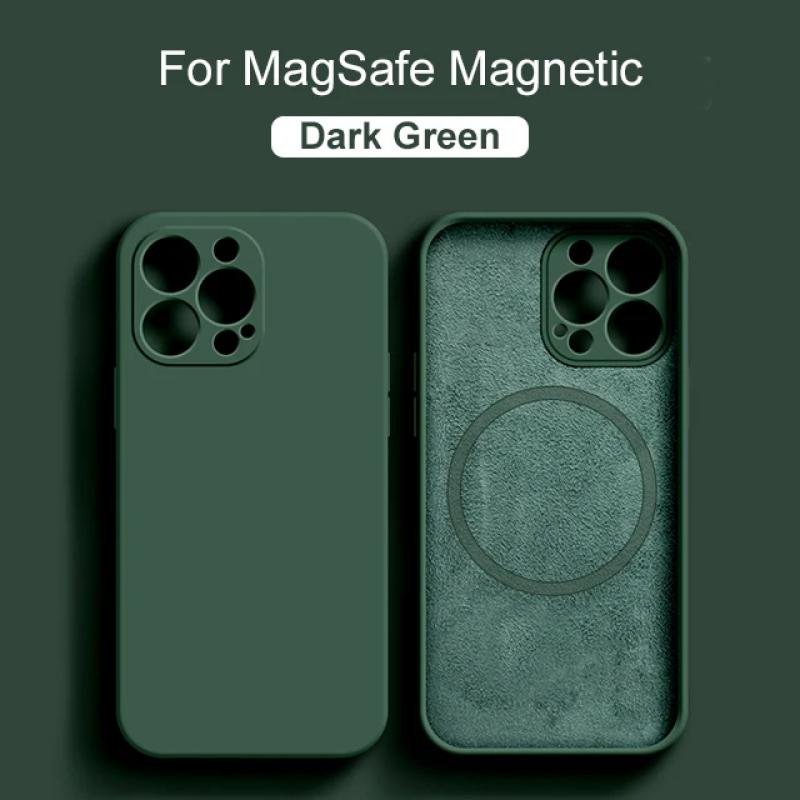 Pour Magsafe Chargement sans fil magnétique Coque de téléphone en silicone liquide Pour iPhone 16 Pro Max 11 12 13 14 15 Pro Max Coque arrière souple