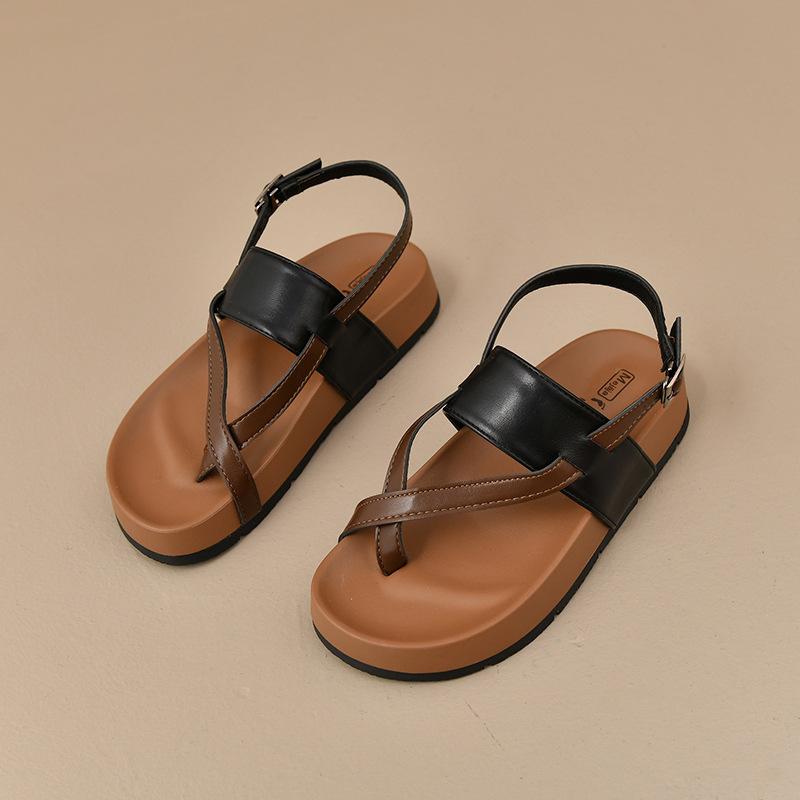 Plattformsandaler dam sommar 2025 nya retro mode mångsidiga kjoltå romerska strandskor