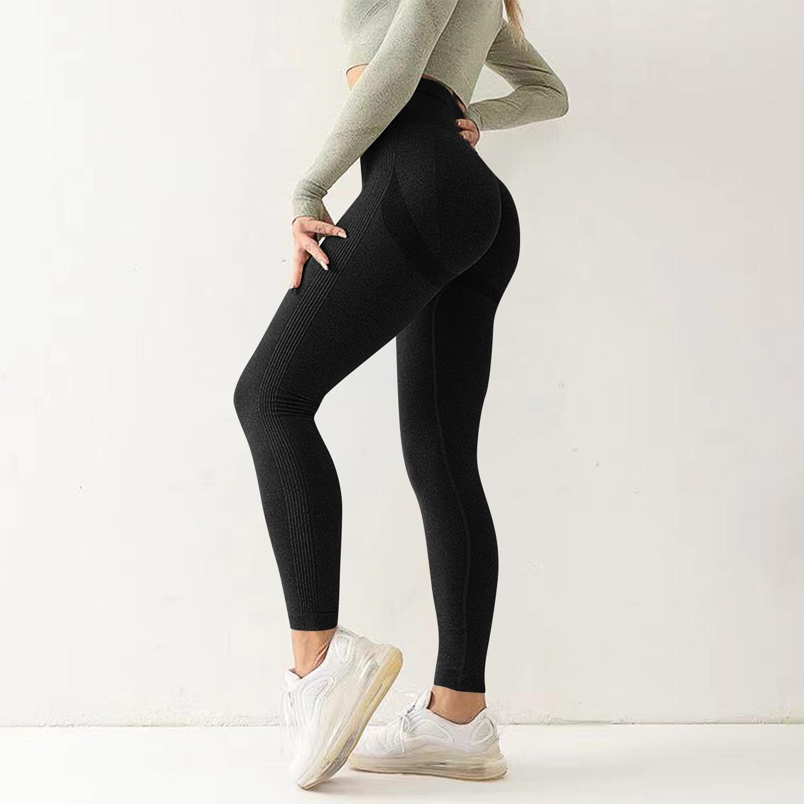 

Жіночі модні однотонні штани для йоги, вузькі спортивні штани з високою талією, спортивні штани S чорний