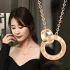 Women's Roman Double Ring Ins Clavicle Chain Pendant Necklace