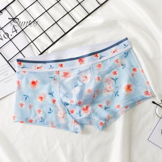 Boksere for menn Ultratynt mesh-trykt mellom midje Hurtigtørkende fukttransporterende Plus Size Homewear Sleep Shorts Sommerunderbukser