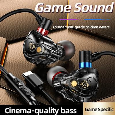 Stereo Surround Ses Tipi C 3.5mm Kablolu Kulaklıklar Kulak İçi Monitör Kulaklıklar Gürültü Engelleme Kulaklıklar Oyuncu Kulaklıkları Samsung için