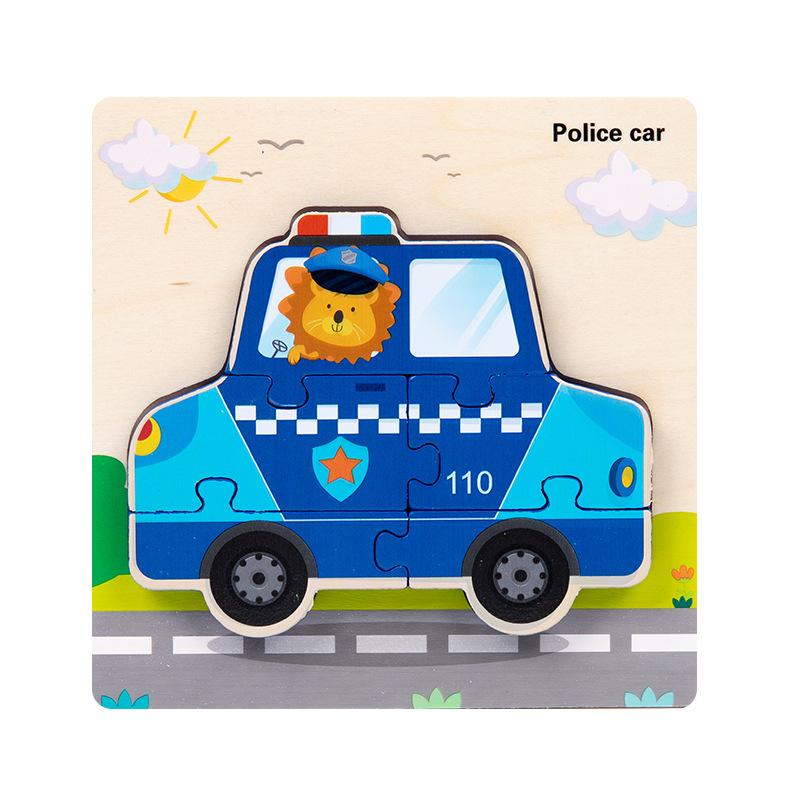 Wooden Children'S Early Education 3D Three-Dimensional Word Puzzle Animal Traffic Puzzle Enlightenment Parent-Child Interaction Educational Toy