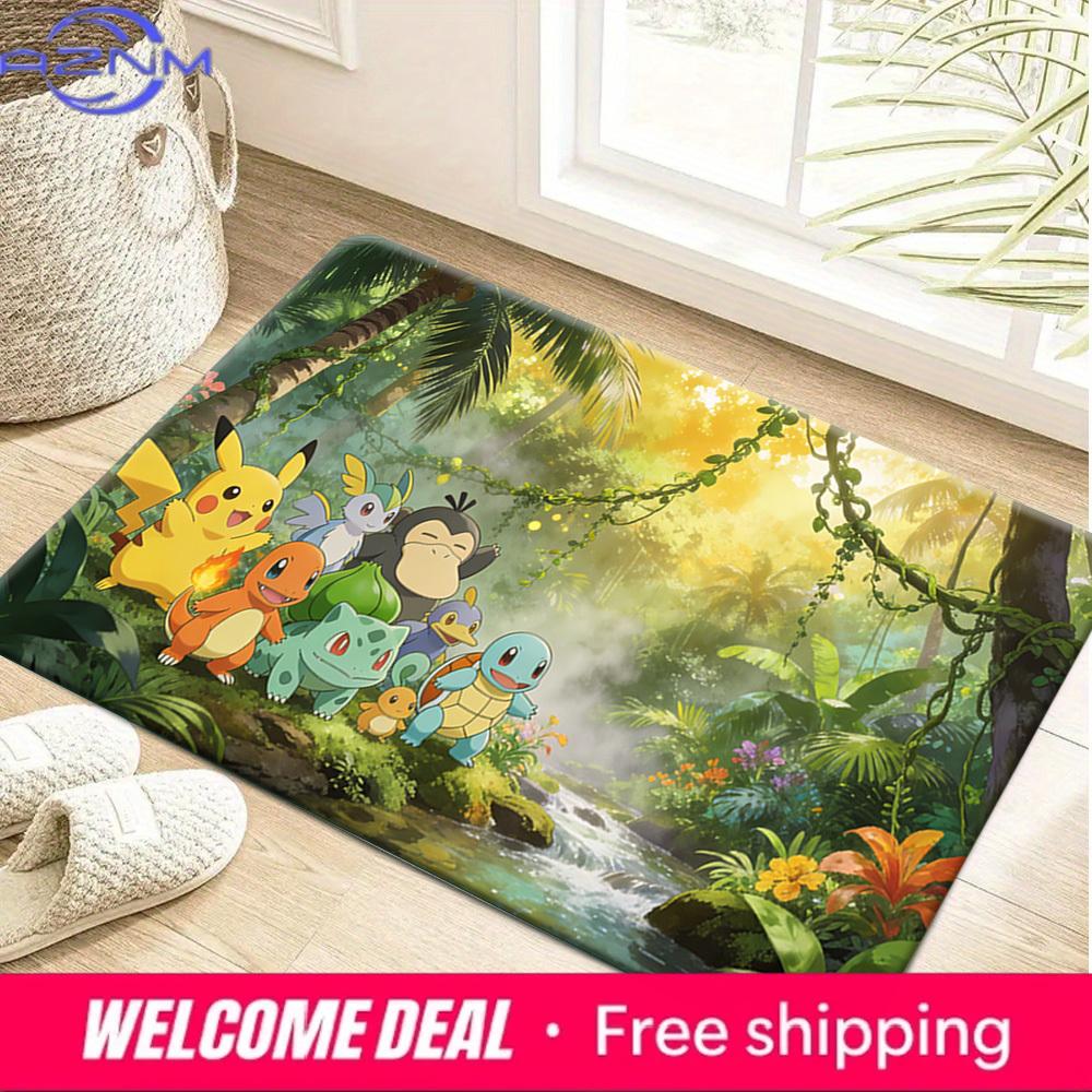 Pokemon Tropical Forest Print Doormat Anti-slip Absorbent Floor Mat for Home Entrance Bedroom Living Room Decor