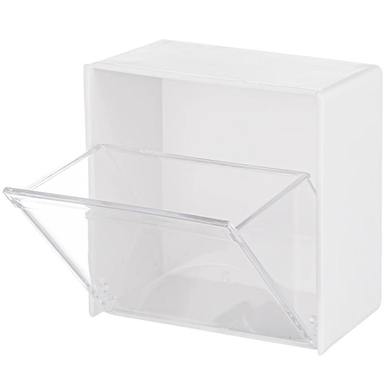 1/2 Peças Caixas de Armazenamento Montadas na Parede Adesivo Pequeno Porta-Jóias Caixa Plástica À Prova de Poeira Organizador de Banheiro Para Cotonetes Maquiagem