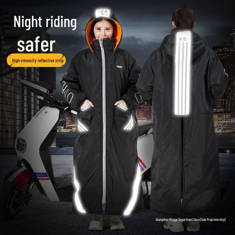 Women's 40° Winter Cycling Suit - Electric Vehicle Style, Northeast Cold-Proof, Below Zero Windproof Quilted One-Piece Windbreaker
