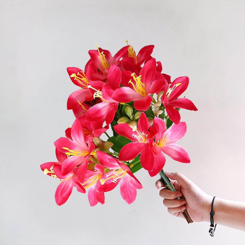 1 Bouquet Simulation Lily Flower Photography Props Plastic Artificial Flower Wedding Home Decoration Living Room Desktop Decor