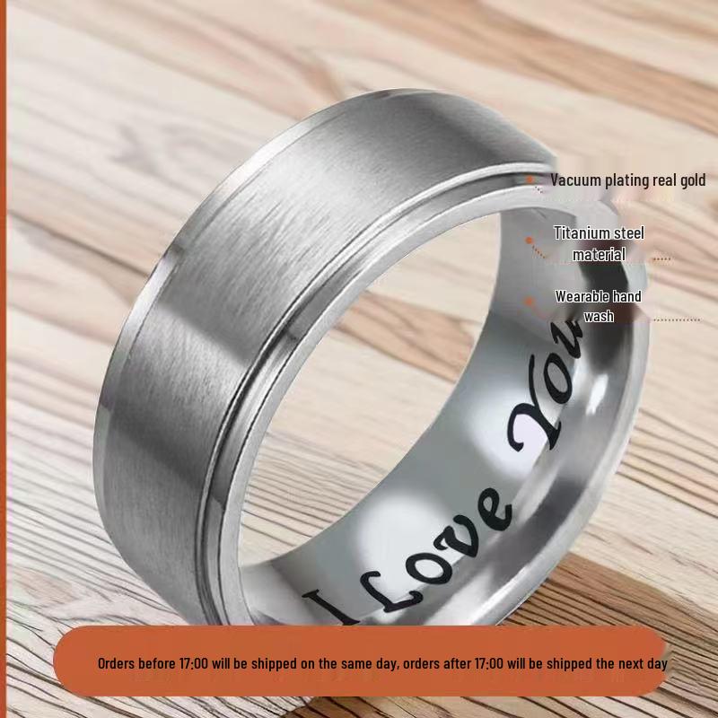 Heren Ring van Titanium Staal Gepersonaliseerd Gegraveerd - Kleurvast Roestvrij Staal Sieraden