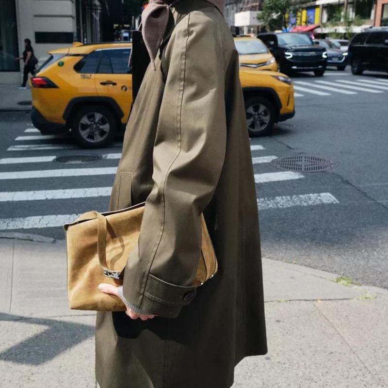 Fall and Winter New Women's Clothing British Style Minimalist Easiest for Match Single Breasted Long-Sleeved Lapel Coat Outwear 7522251