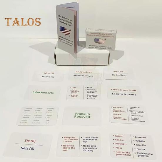 NÁS. Kartičky s občanstvím Studijní průvodce k naturalizaci se 100 otázkami a odpověďmi k občanské nauce USA Anglicko-španělská dvojjazyčná studijní sada pro občanskou nauku USA