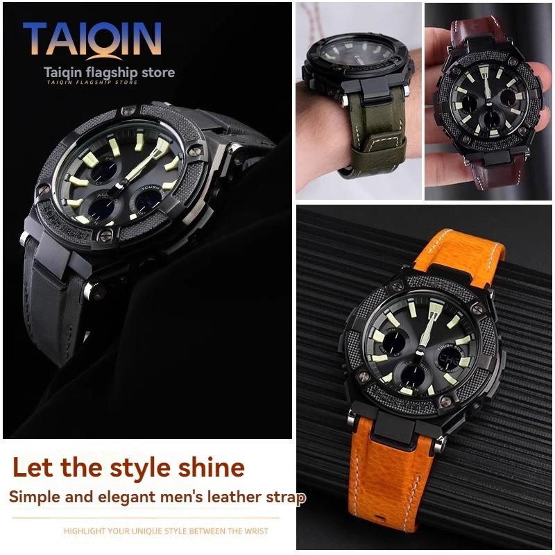 Voor Casio G-SHOCK GST-S130/S110/S120/W130L GST-210/B100/W300 Echt Lederen Horlogeband armband Mannen nylon Horlogeband 26mm
