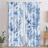 2 Pezzi Tende da Spiaggia Oceano, Tema Mare Blu e Bianco con Stampa di Stelle Marine e Conchiglie Tende Decorative