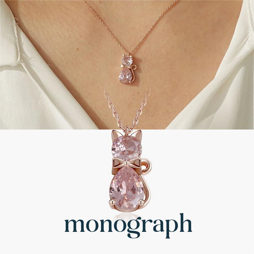 Monograph Ferris Necklace Mgnl0365 14K Gold Plated (Rose Gold + Pink Cubic)