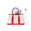 Niche high-end women's leather handbag, first-layer cowhide large-capacity canvas contrasting color garden tote bag